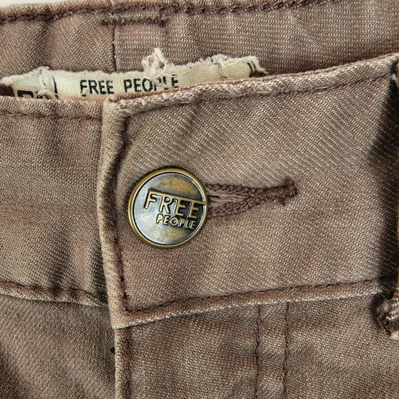 Free People Skinny Jeans Women 28 Mid Rise Taupe 5 pocket 61855-16525 - Picture 4 of 8
